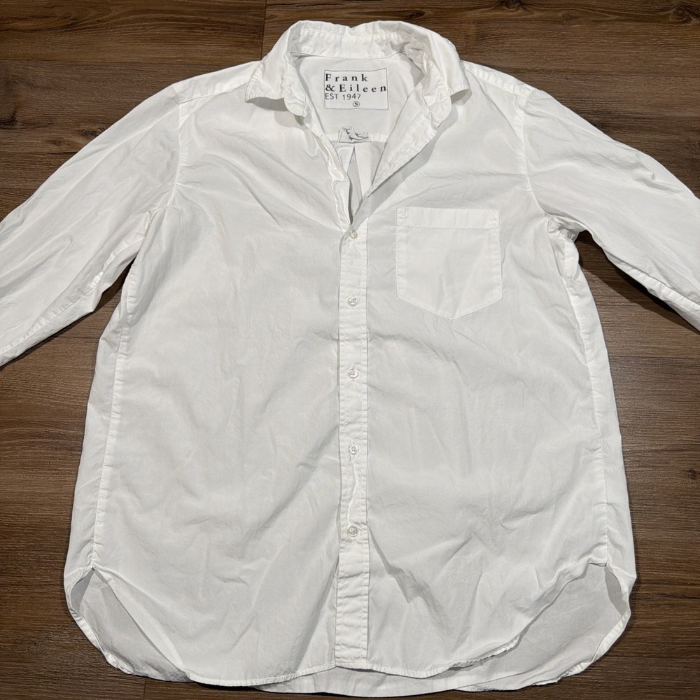 Frank & Eileen Joedy Shirt Women's SMALL White Cotton Button Up Casual Longsleve - Picture 6 of 14